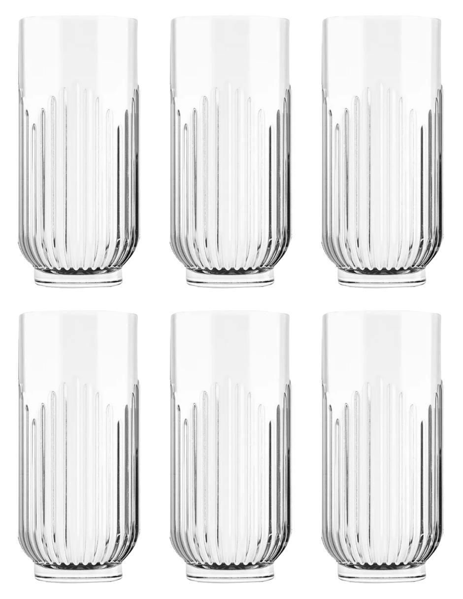 Set de vasos largos Barcelona de vidrio con 6 piezas Set de vasos largos Barcelona de vidrio con 6 piezas