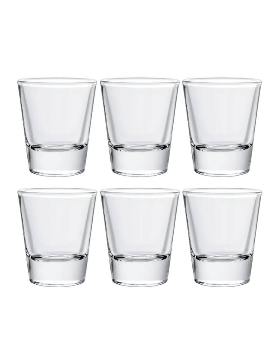 Set de vasos tequilero de vidrio con 6 piezas