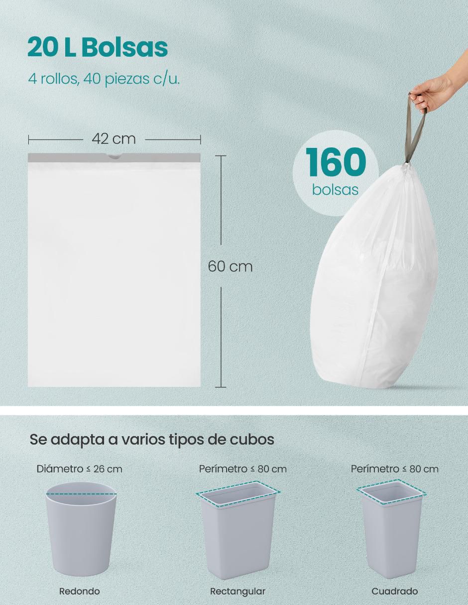 Bolsas para basura Leos con 160 piezas 4