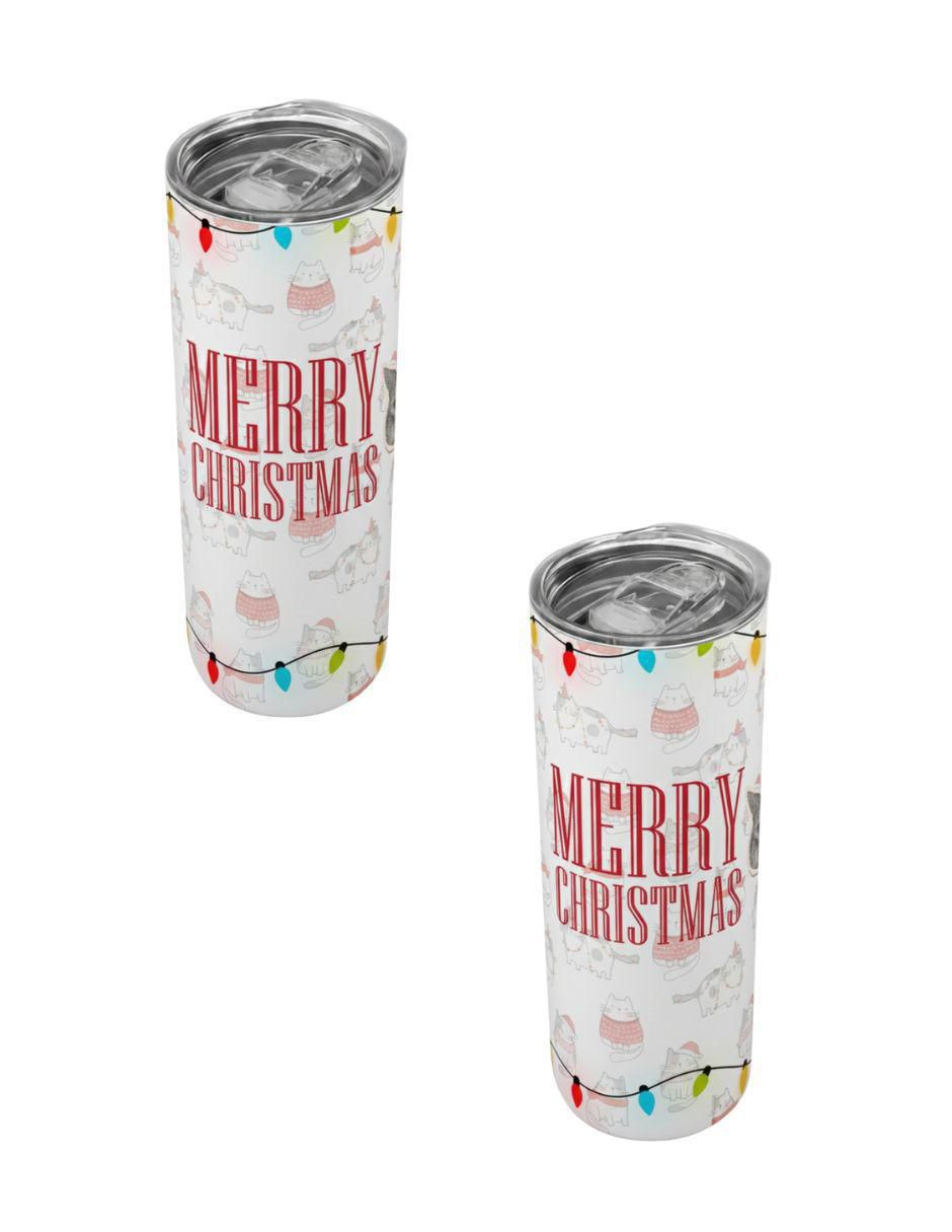 Set termo de acero inoxidable Navidad con tapa a presión 520 ml