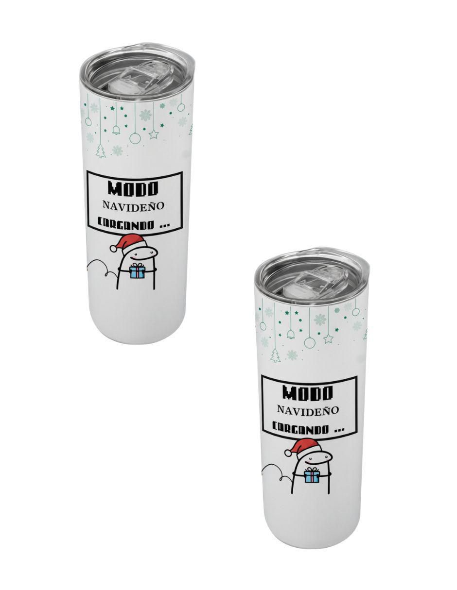 Set termo de acero inoxidable Navidad con tapa a presión 520 ml