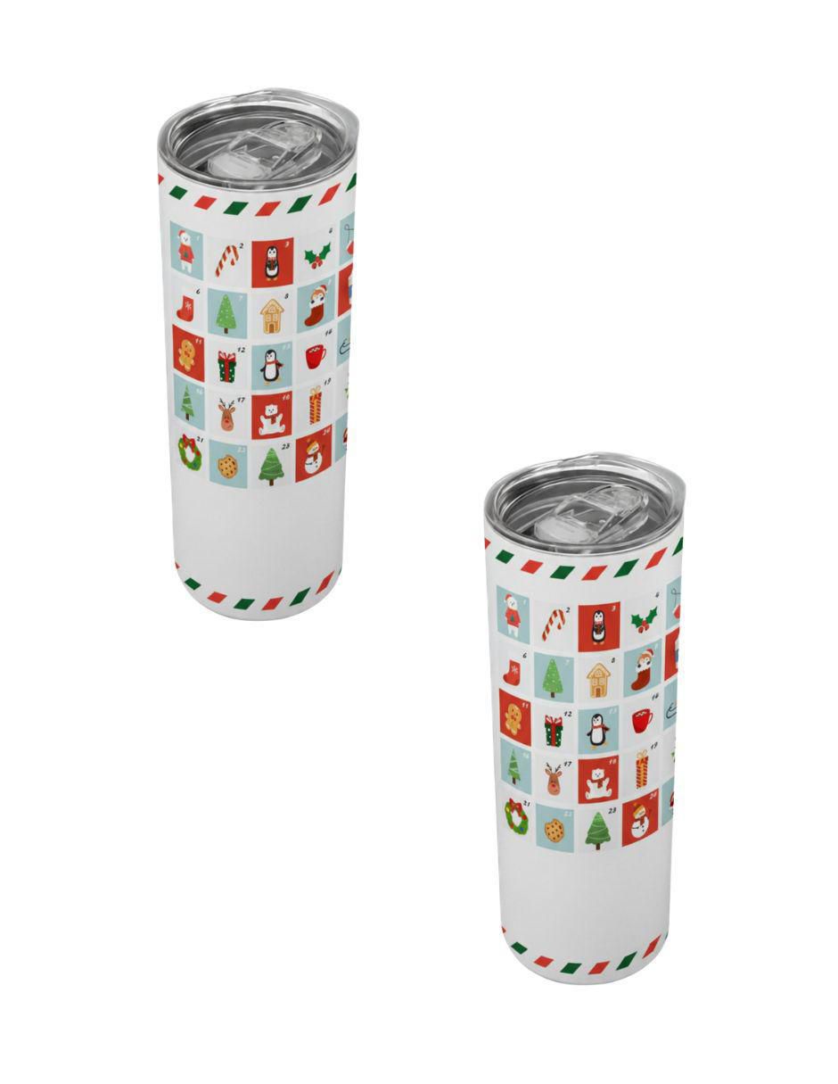 Set termo de acero inoxidable Navidad con tapa a presión 520 ml