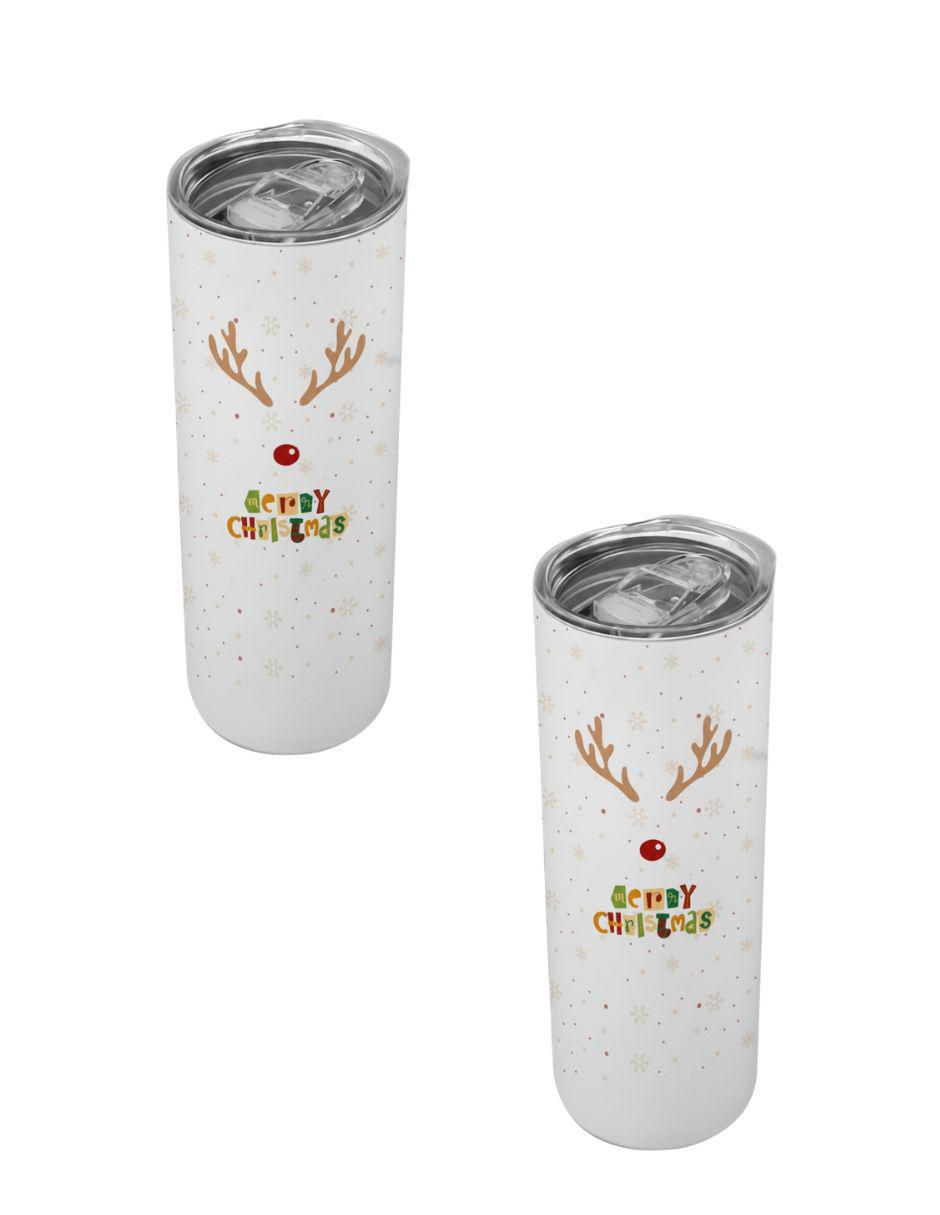 Set termo de acero inoxidable Navidad con tapa a presión 520 ml Set termo de acero inoxidable Navidad con tapa a presión 520 ml