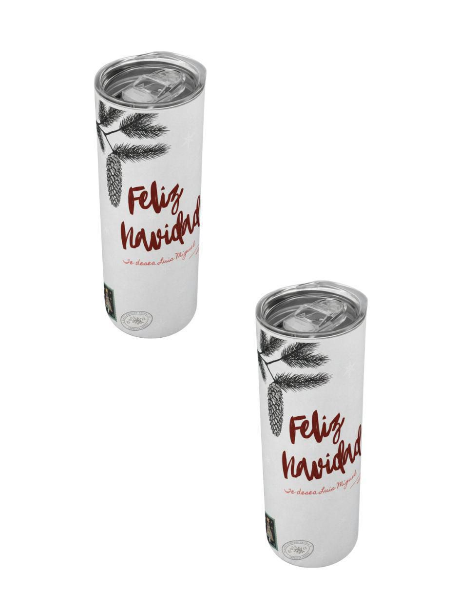 Set termo de acero inoxidable Navidad con tapa a presión 590 ml