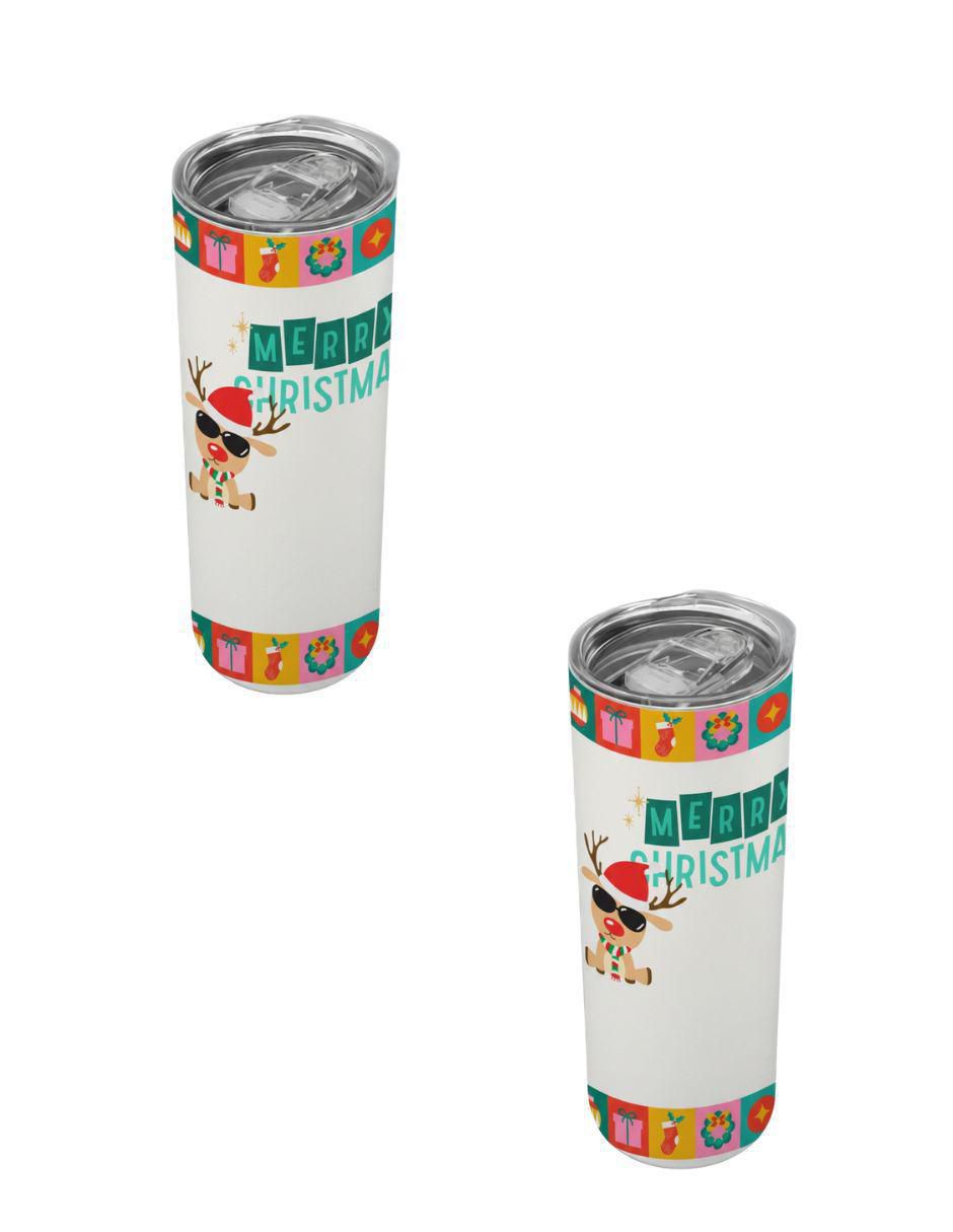 Set termo de acero inoxidable Navidad con tapa a presión 520 ml