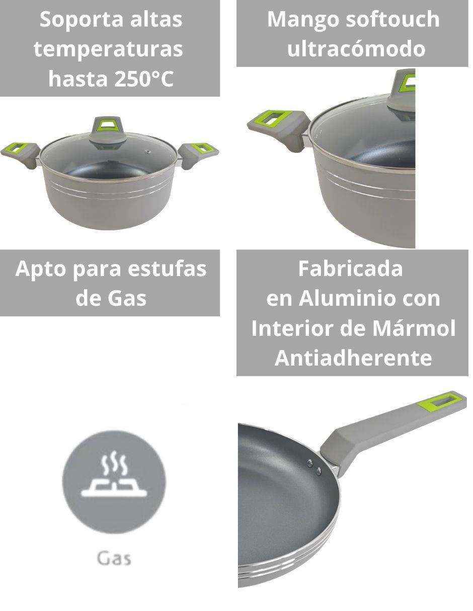 Batería de cocina DC16 de aluminio antiadherente minerales naturales 16 piezas 3