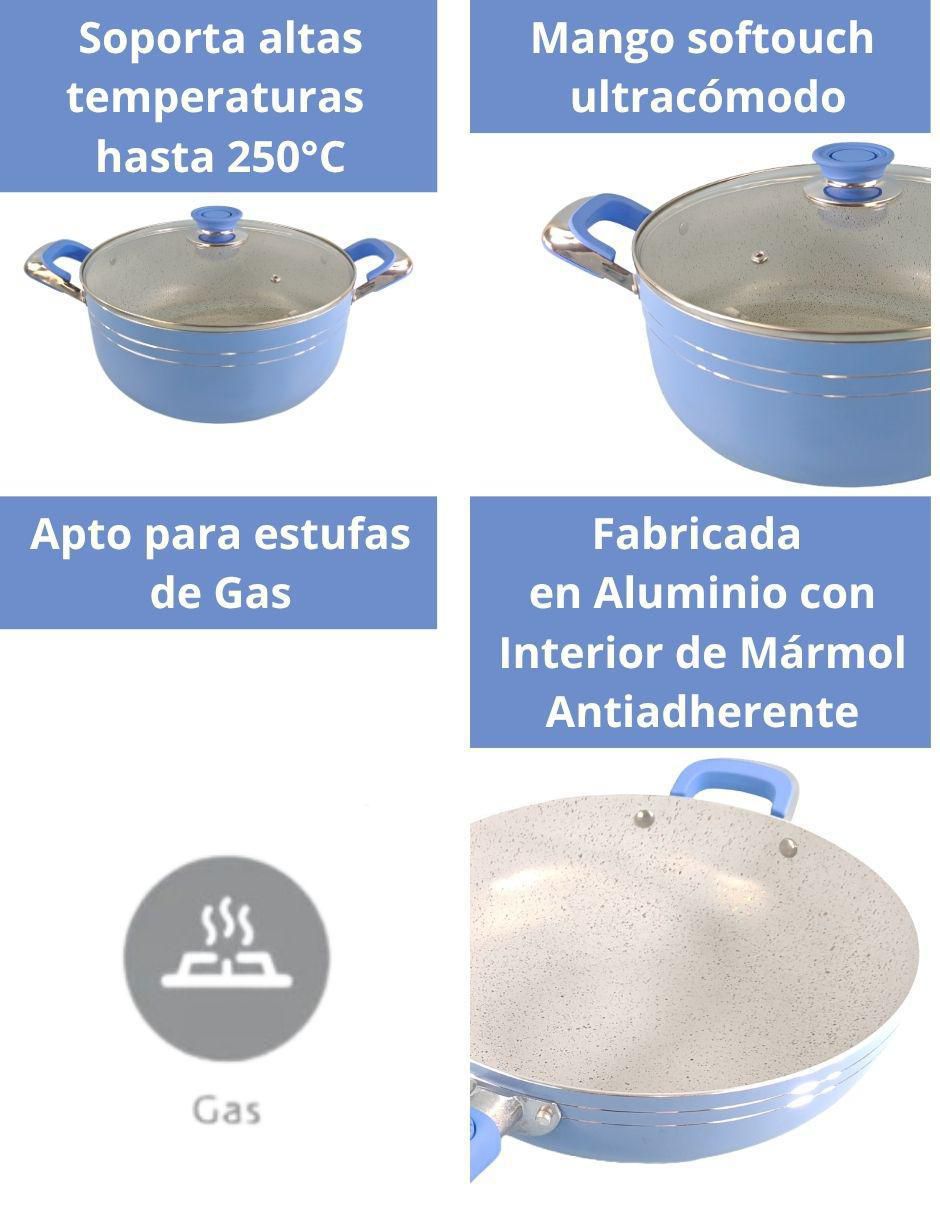 Batería de cocina DC16 de aluminio antiadherente minerales naturales 16 piezas 3