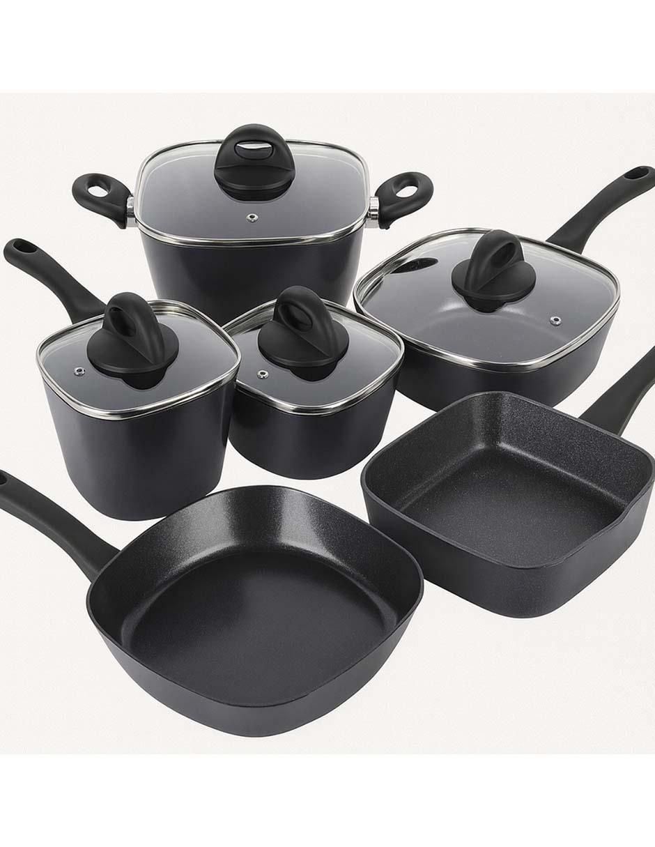 Batería de cocina Lounge de aluminio forjado antiadherente sin PFOA 10 piezas
