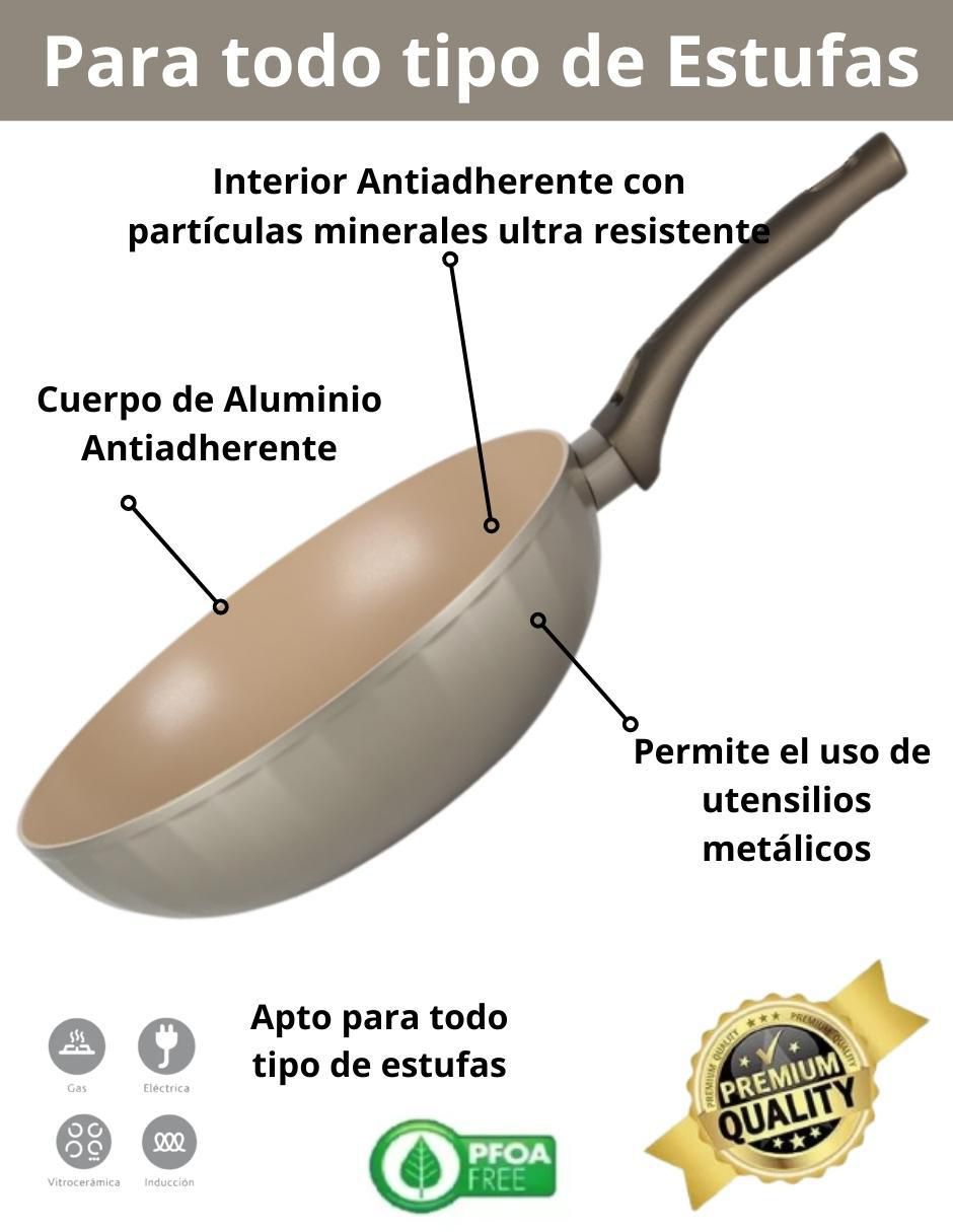 Batería de cocina de aluminio antiadherente minerales naturales 10 piezas