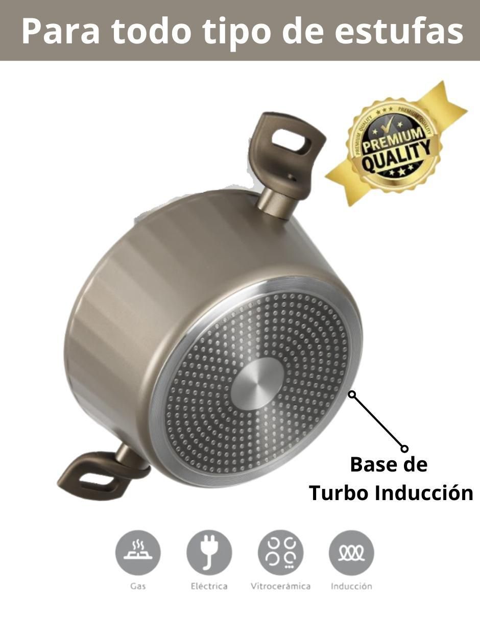 Batería de cocina de aluminio antiadherente minerales naturales 10 piezas