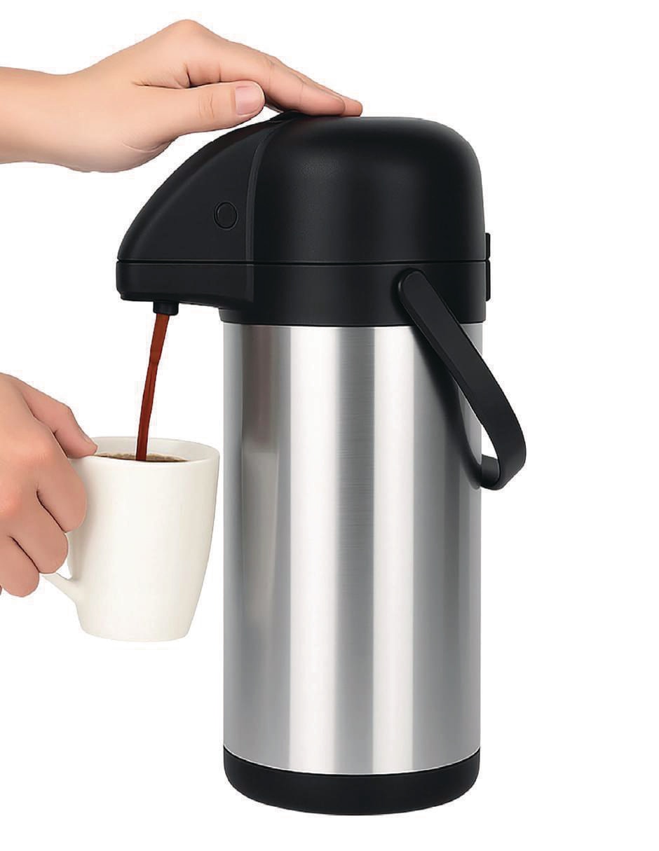 Termo de acero inoxidable 1.9 L con tapa a presión