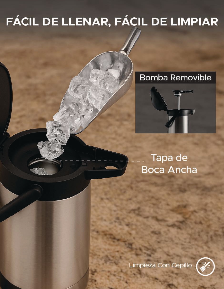 Termo de acero inoxidable 1.9 L con tapa a presión 4
