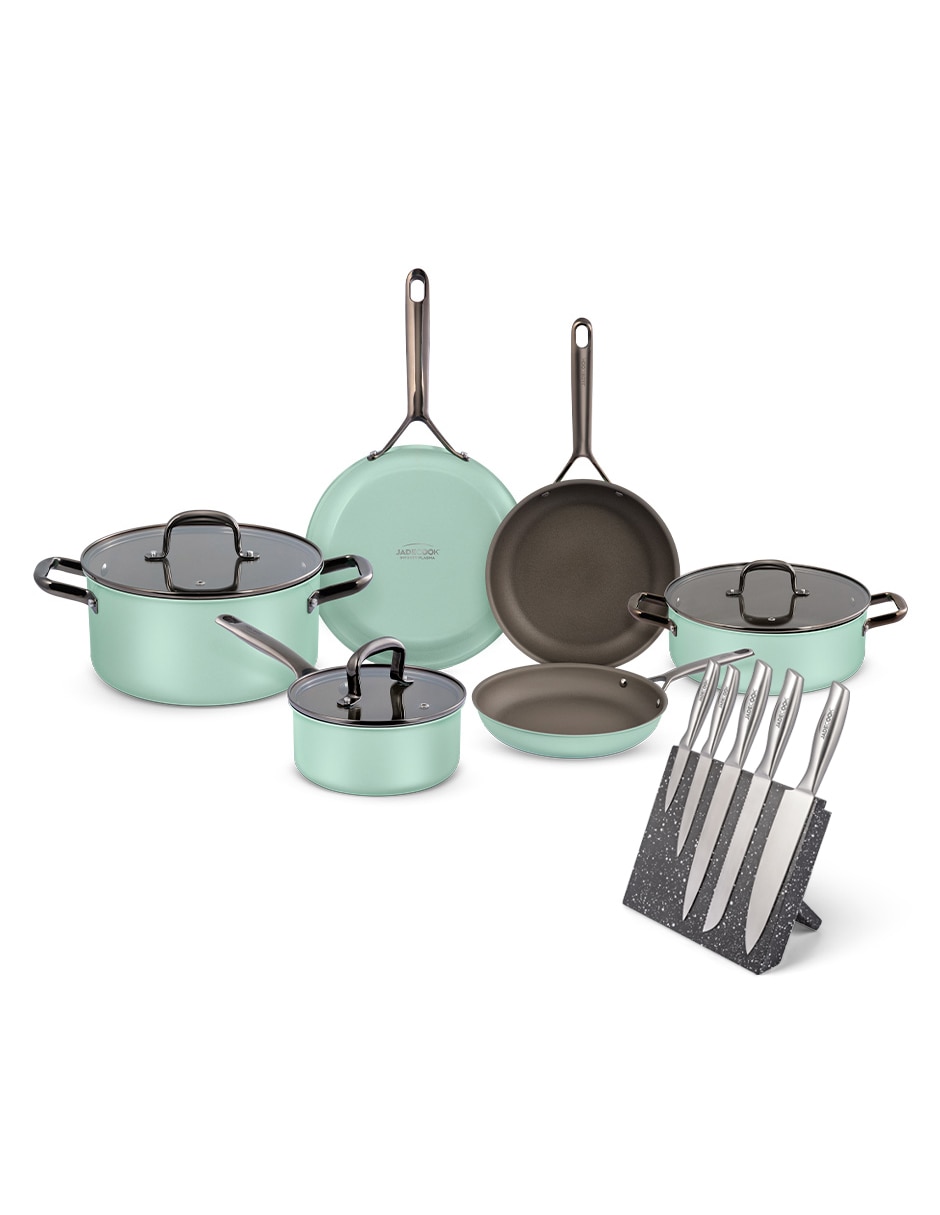Batería de cocina de acero inoxidable antiadherente titanio 15 piezas