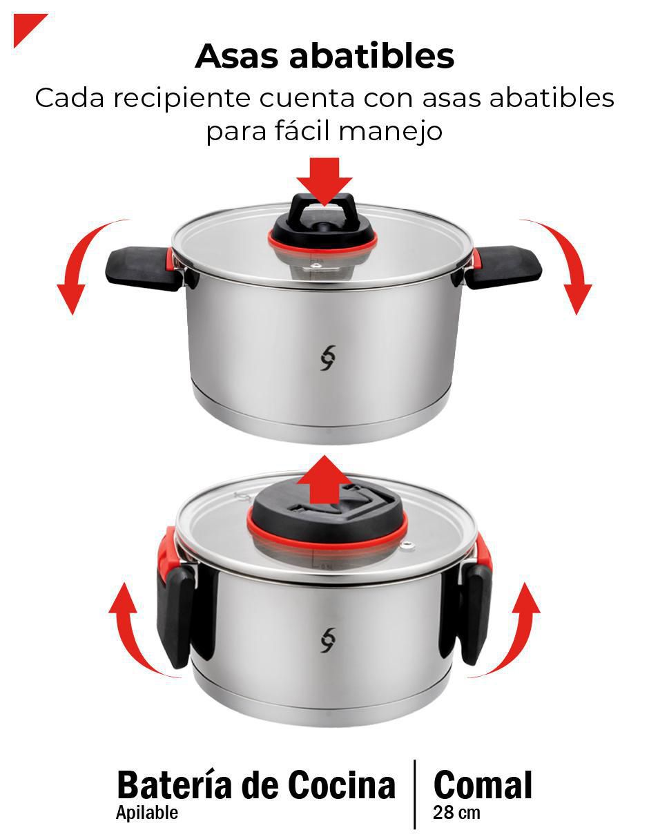 Batería de cocina de acero inoxidable antiadherente titanio 7 piezas 7
