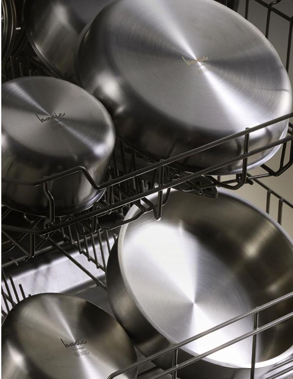 Batería de cocina de acero inoxidable Antiadherente sin PFOA 9 piezas 3