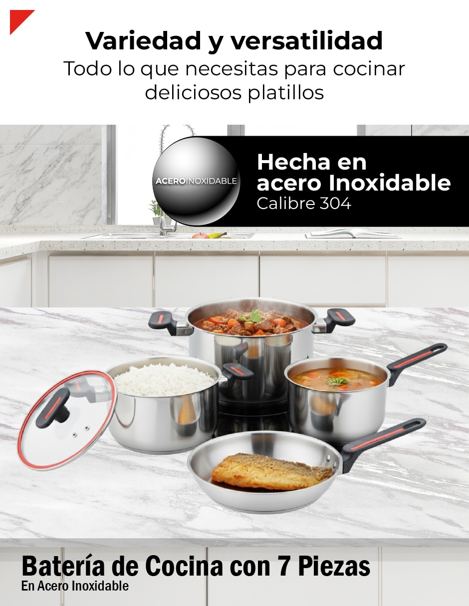 Batería de cocina de acero inoxidable 7 piezas 2