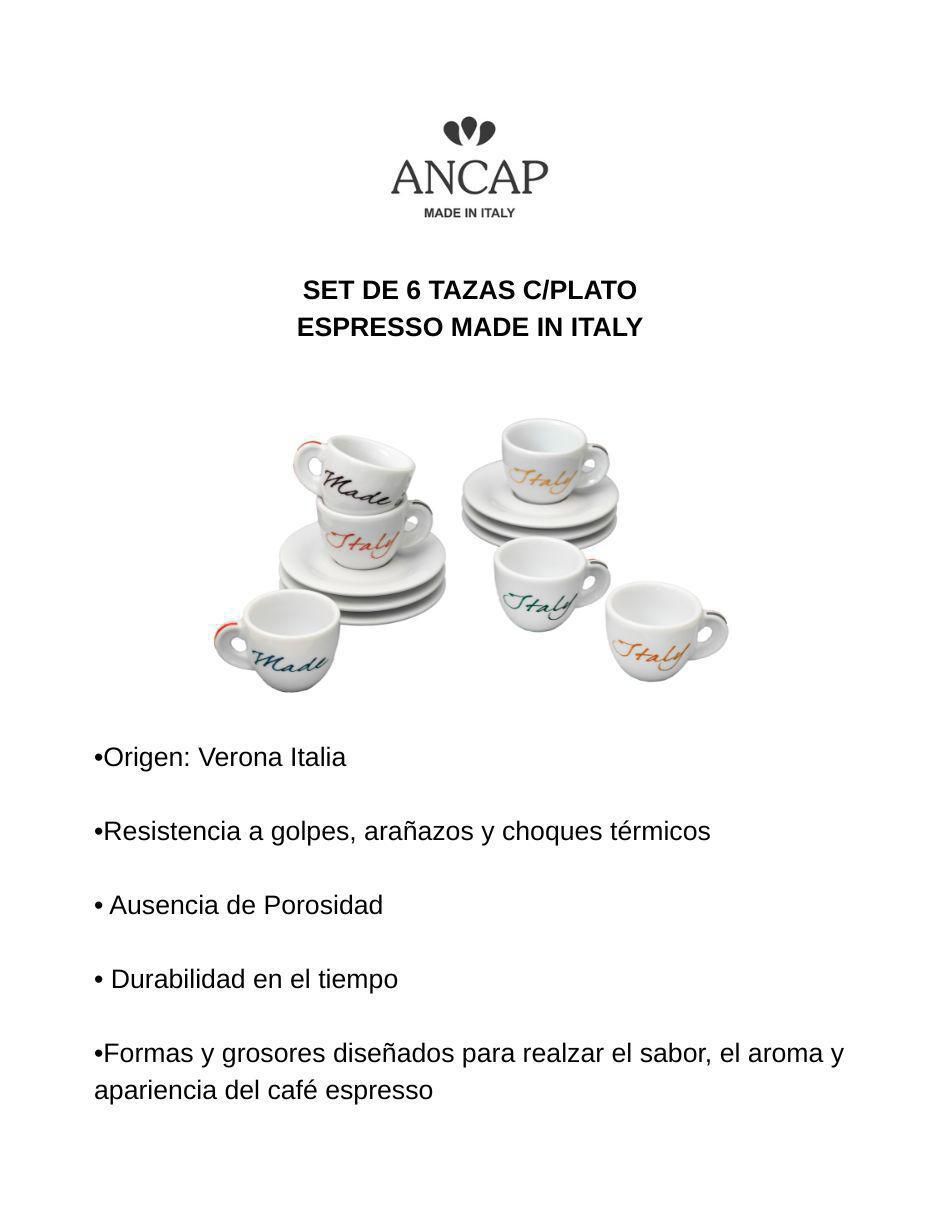 Set de tazas espresso Made In Italy 12 piezas 3