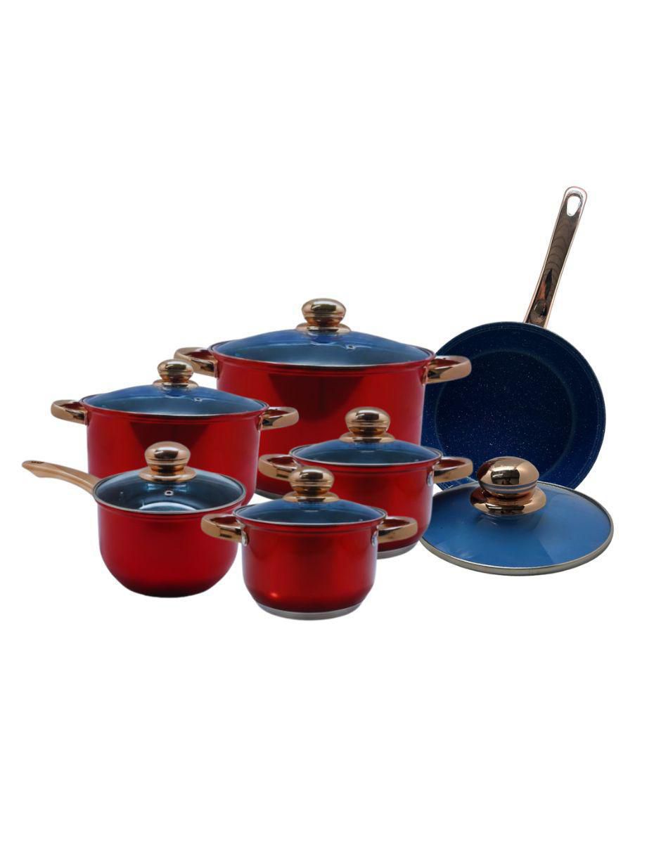 Batería de cocina Sirel de acero inoxidable antiadherente sin pfoa 12 piezas