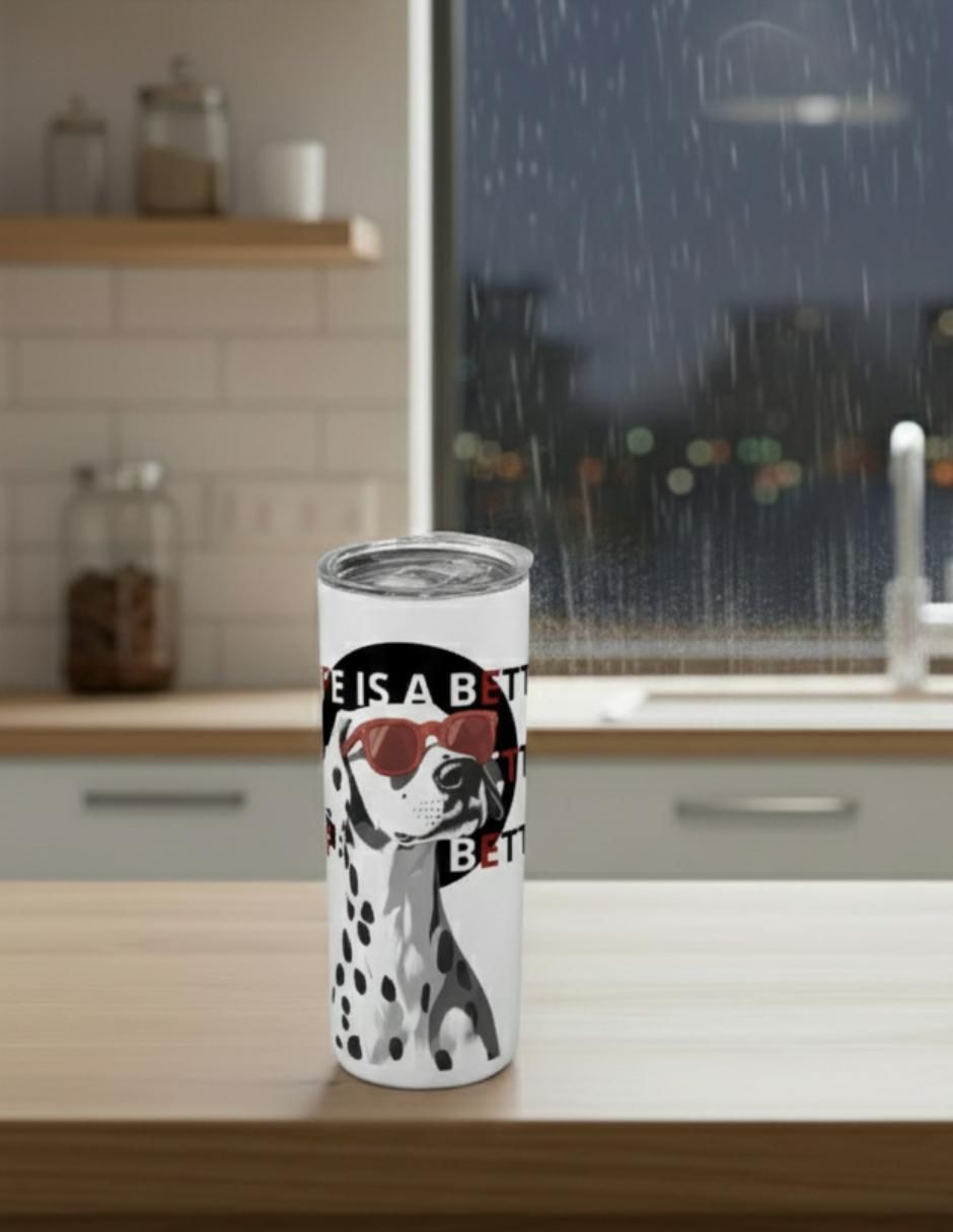 Termo de acero inoxidable Perro Dalmata con tapa a presión 590 ml 2