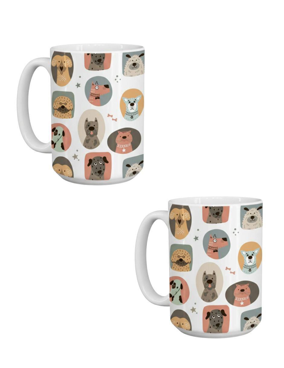 Set de tazas clásica Ilustracion Perros 2 piezas