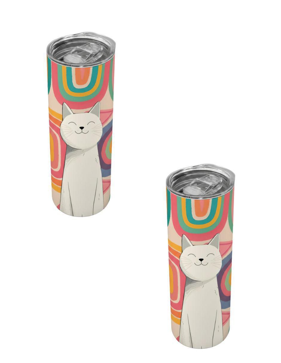 Set termo de acero inoxidable Gatos con tapa a presión