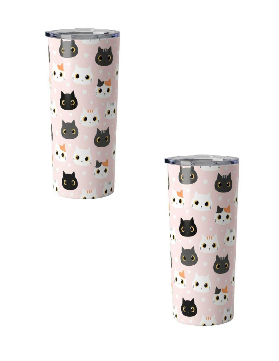 Set termo de acero inoxidable Gatos con tapa a presión