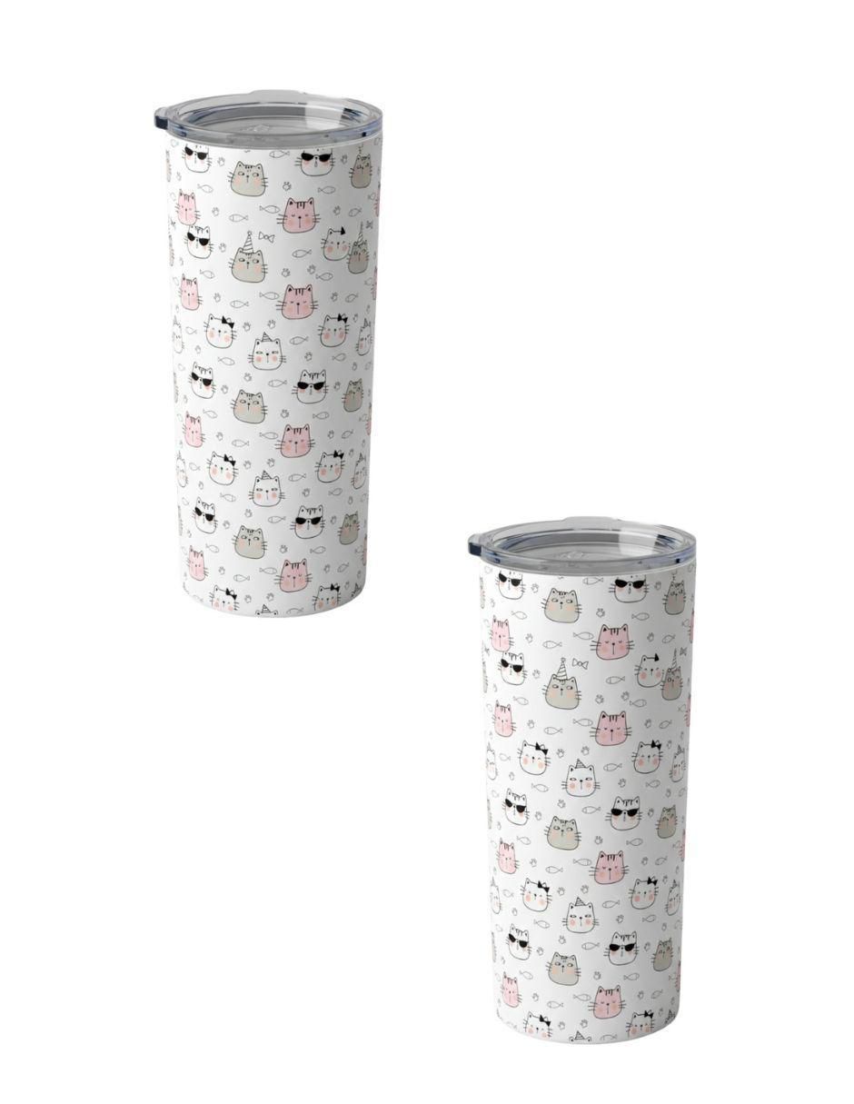 Set termo de acero inoxidable Gatos con tapa a presión Set termo de acero inoxidable Gatos con tapa a presión