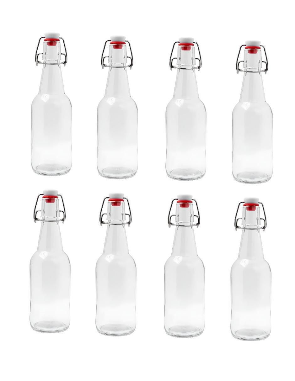 Set botella de agua de vidrio con tapa push pull 250 ml