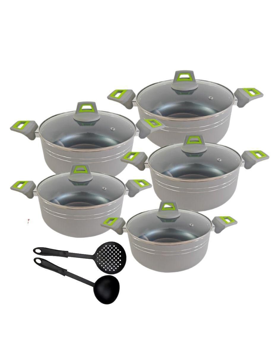 Batería de cocina RK1595GV de aluminio antiadherente minerales naturales 12 piezas Batería de cocina RK1595GV de aluminio antiadherente minerales naturales 12 piezas