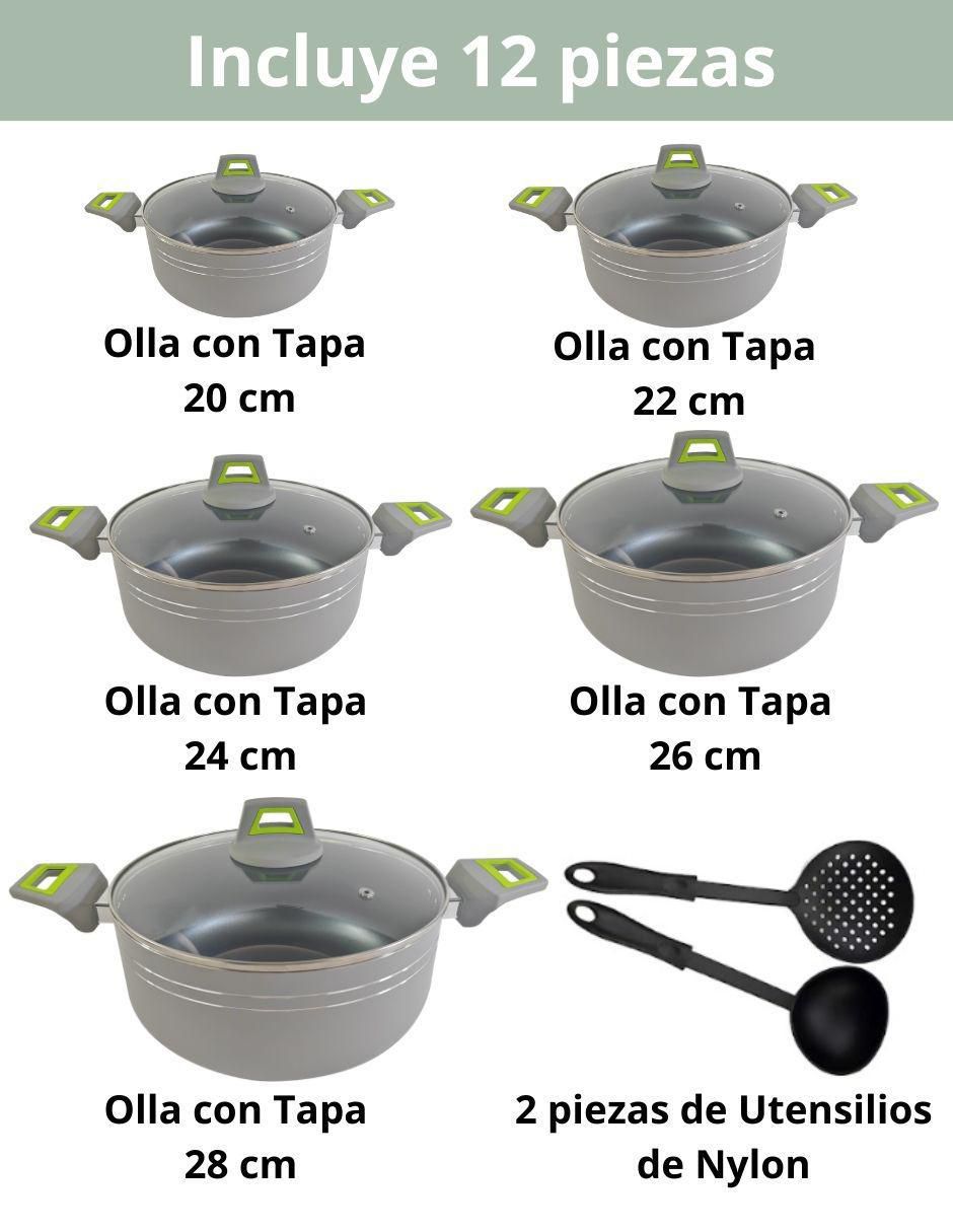 Batería de cocina RK1595GV de aluminio antiadherente minerales naturales 12 piezas 2