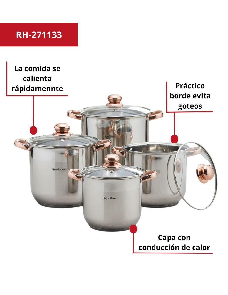 Batería de cocina Azaria de acero inoxidable antiadherente sin PFOA 8 piezas 4