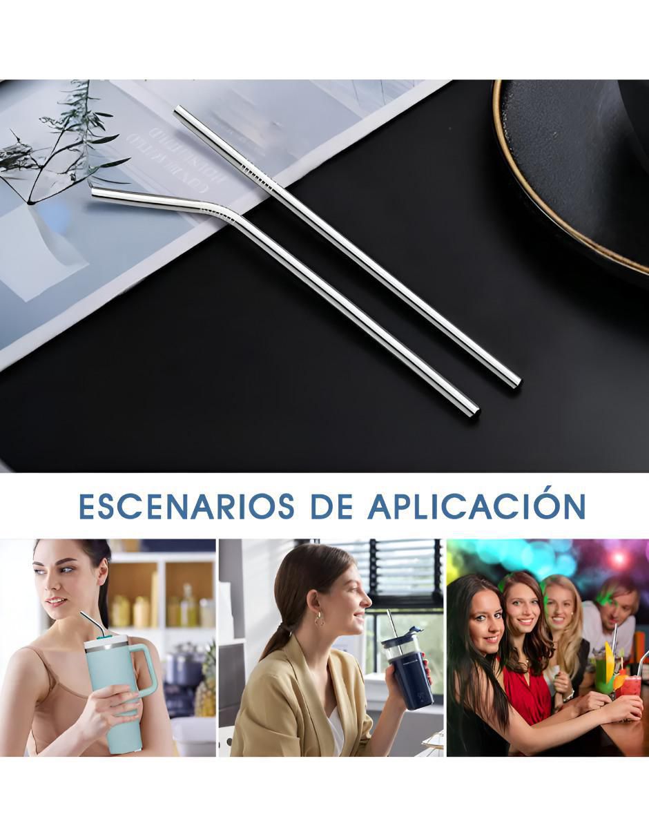 Set popote con limpiador de acero con 12 piezas 4