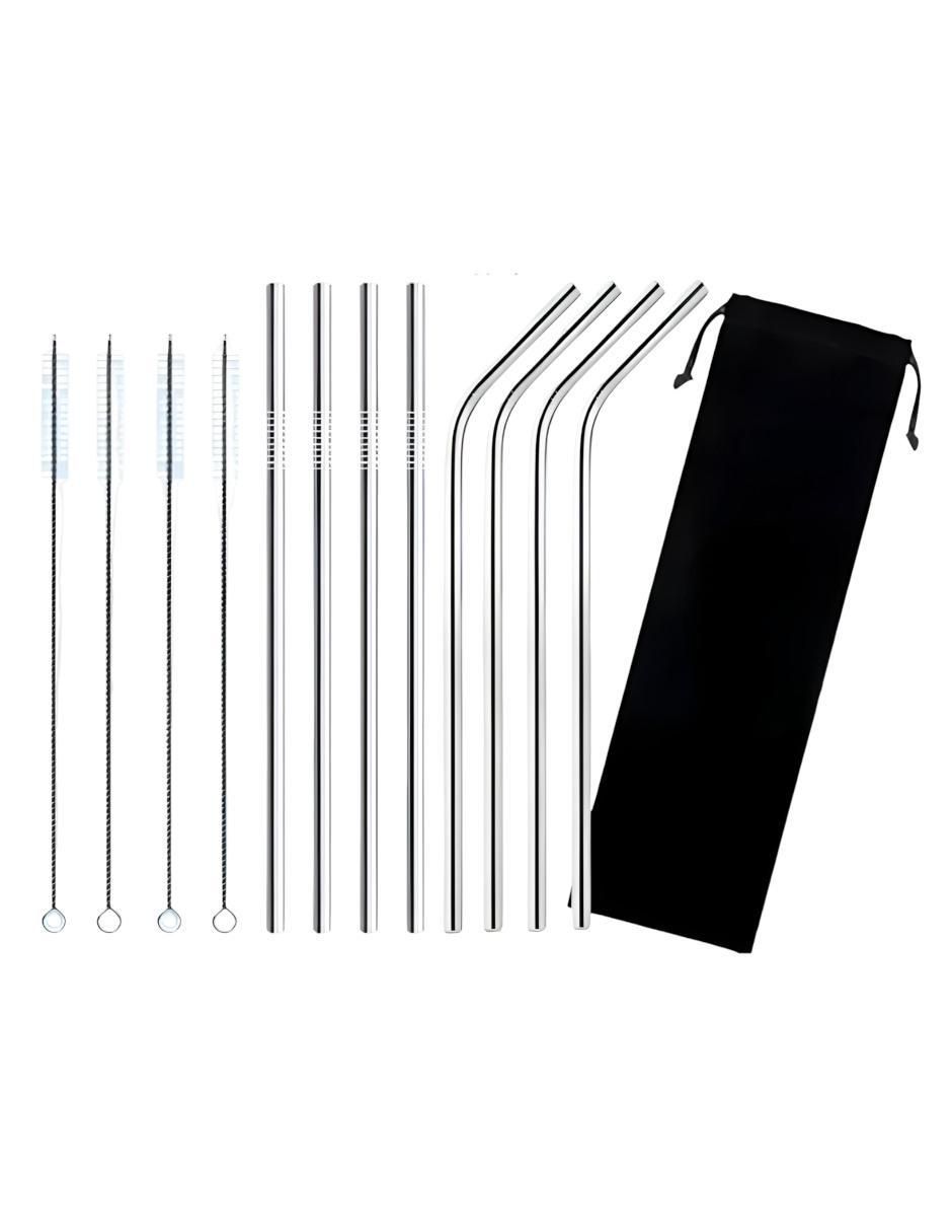 Set popote con limpiador de acero con 12 piezas