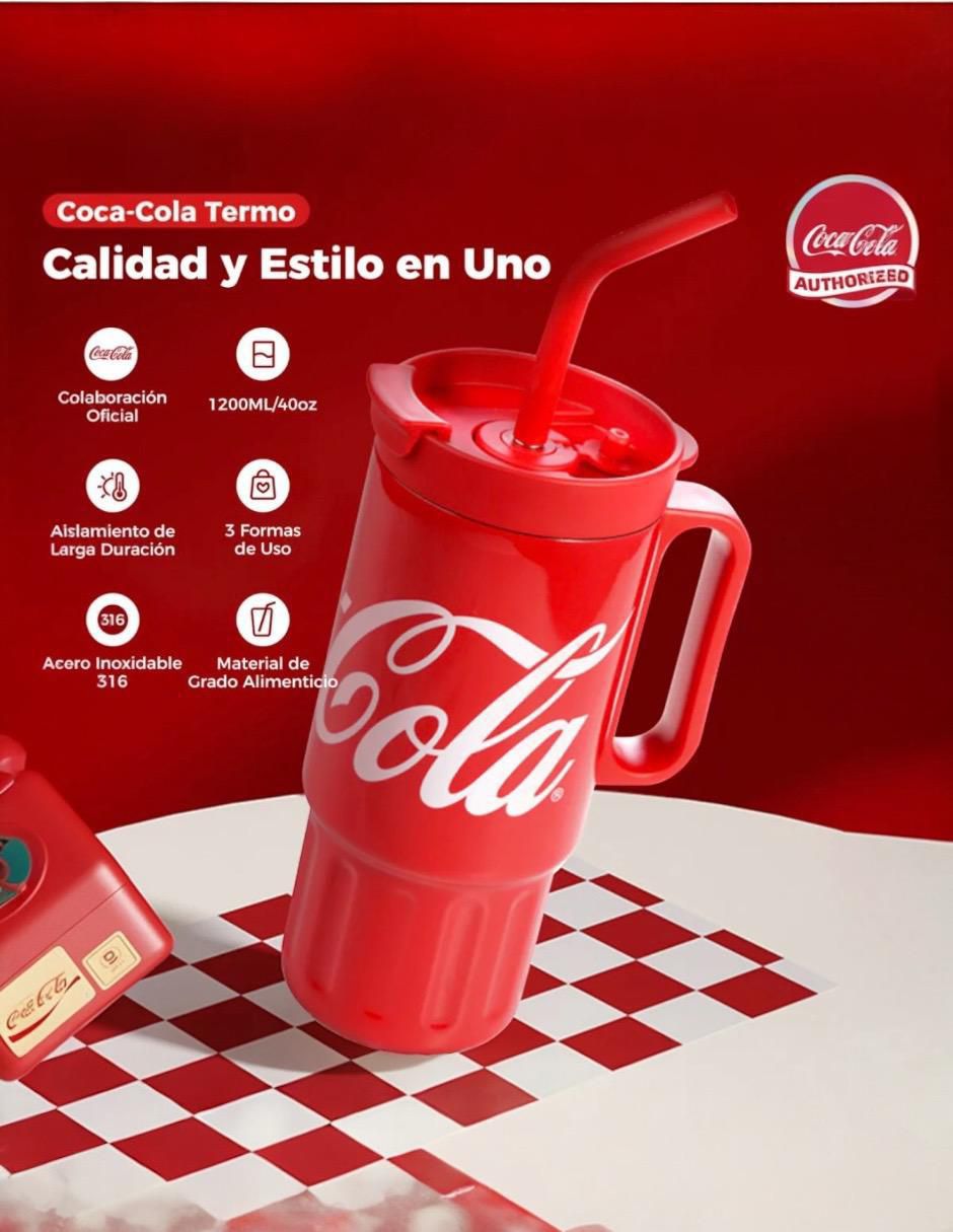 Termo de acero inoxidable Coca Cola con tapa rosca 1.2 L 6