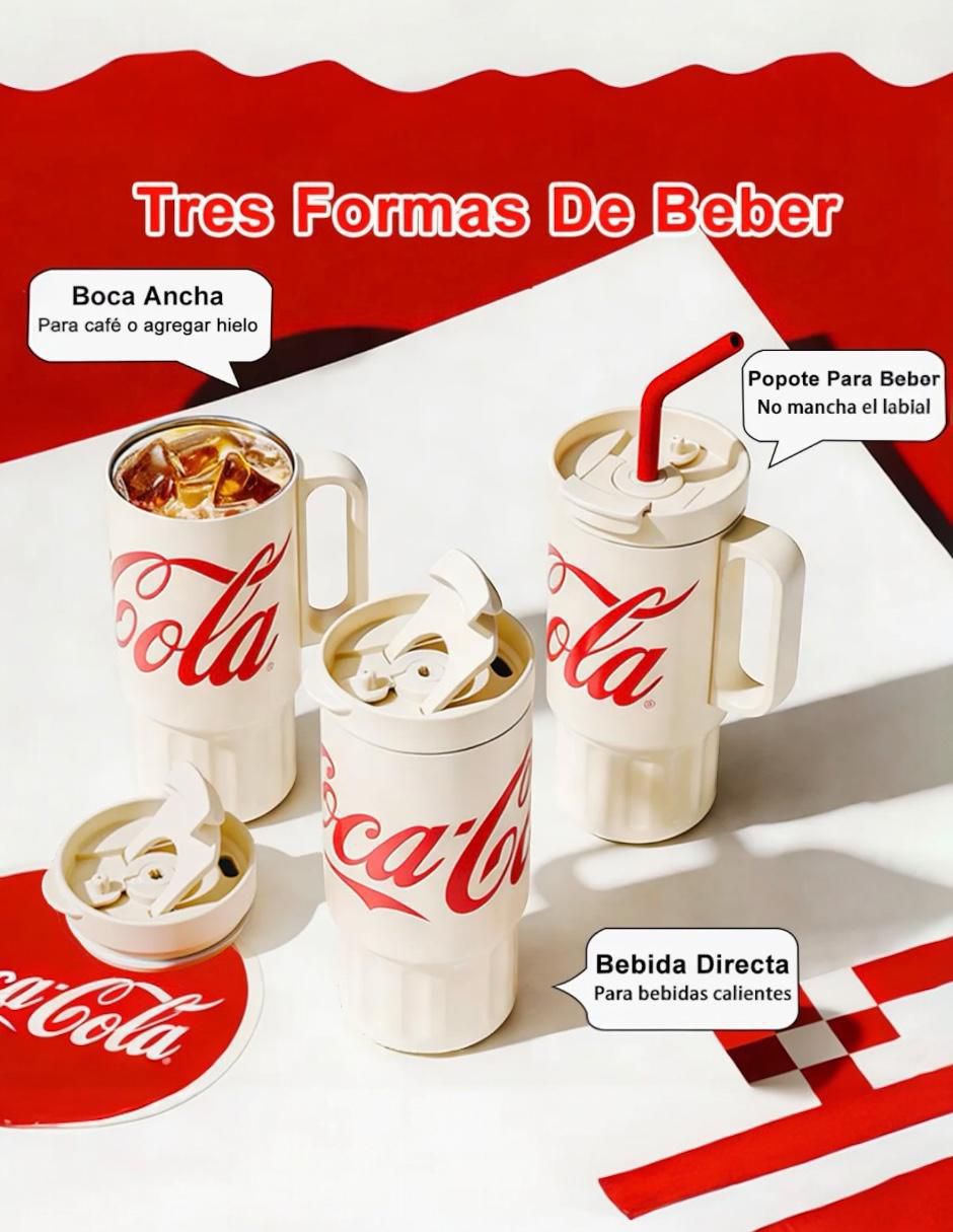 Termo de acero inoxidable Coca Cola con tapa rosca 1.2 L 5