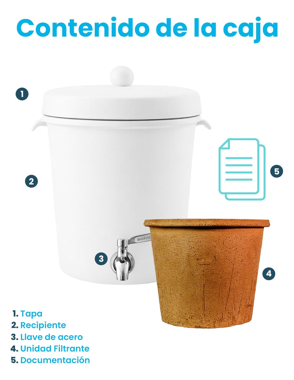 Purificador, dispensador y filtro de agua CERAMICA 8L BLANCO M 8