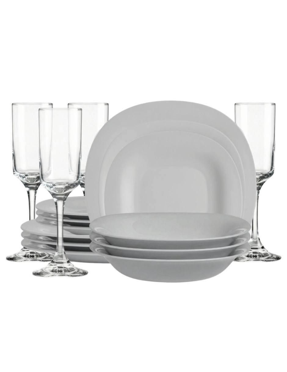 Vajilla cerrada Carine de stoneware para 4 personas