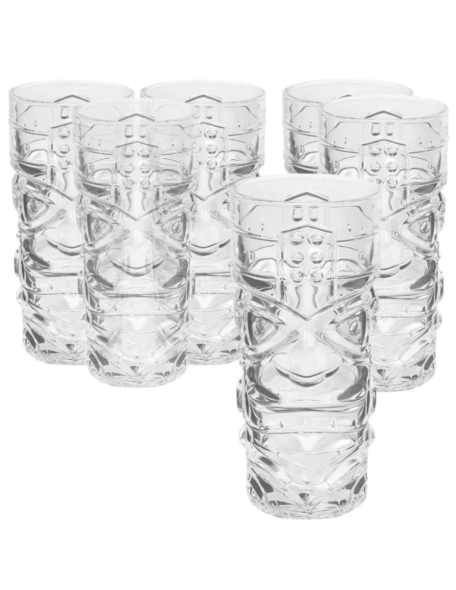 Set de vasos cocktail Tiki de Vidrio con 6 piezas