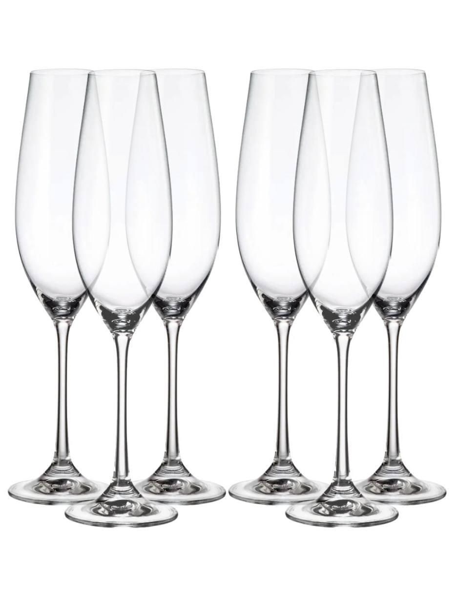 Set de copas para champán de vidrio 6 piezas Set de copas para champán de vidrio 6 piezas