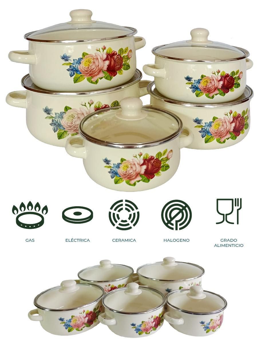 Batería de cocina  B16-24 de acero porcelanizado 10 piezas 2