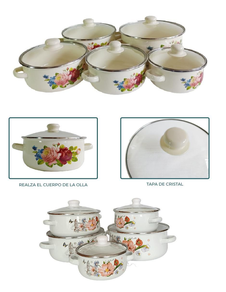 Batería de cocina  B16-24 de acero porcelanizado 10 piezas 3