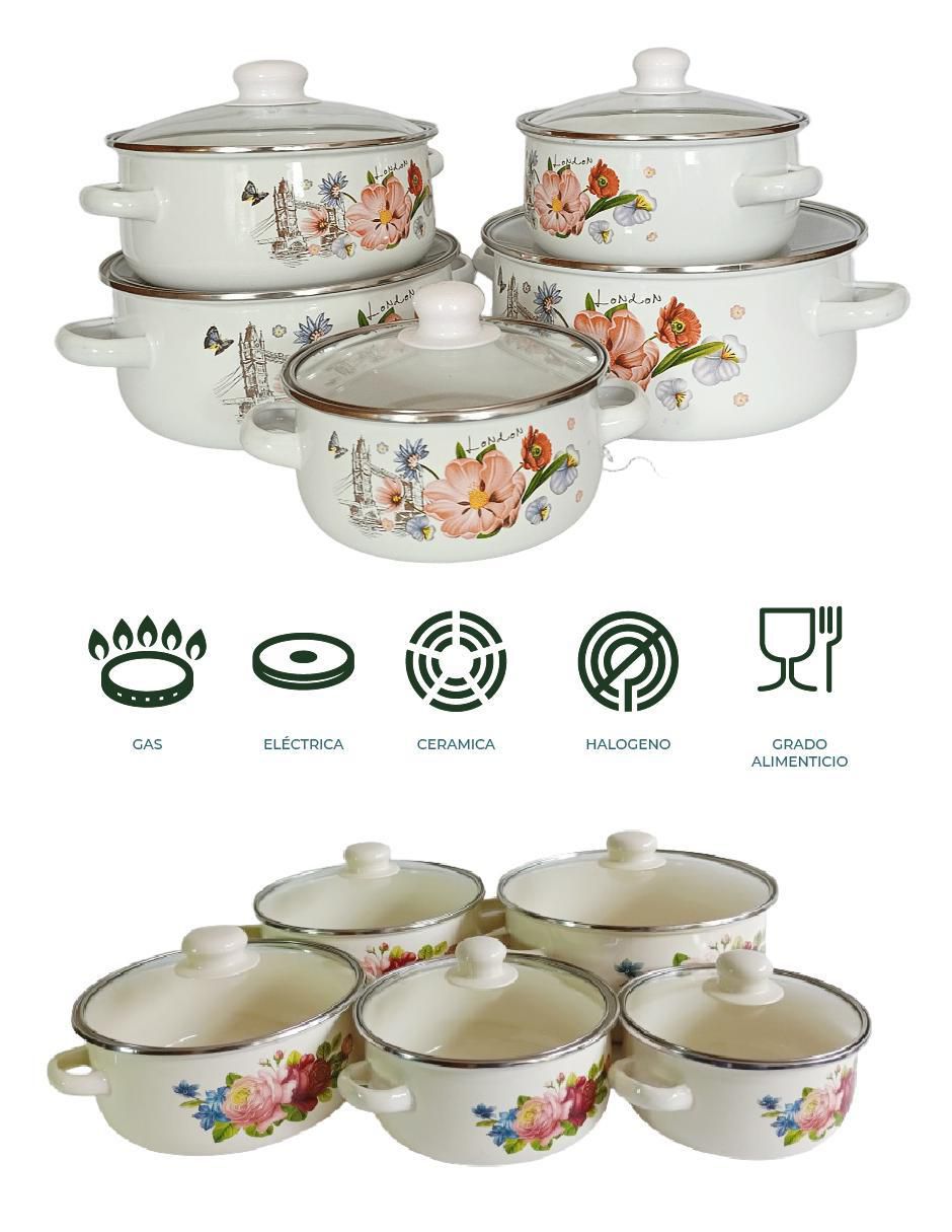 Batería de cocina W16-24 de acero porcelanizado 10 piezas 2