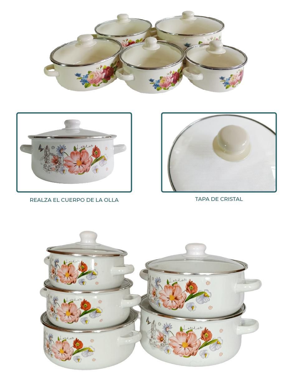 Batería de cocina W16-24 de acero porcelanizado 10 piezas 3