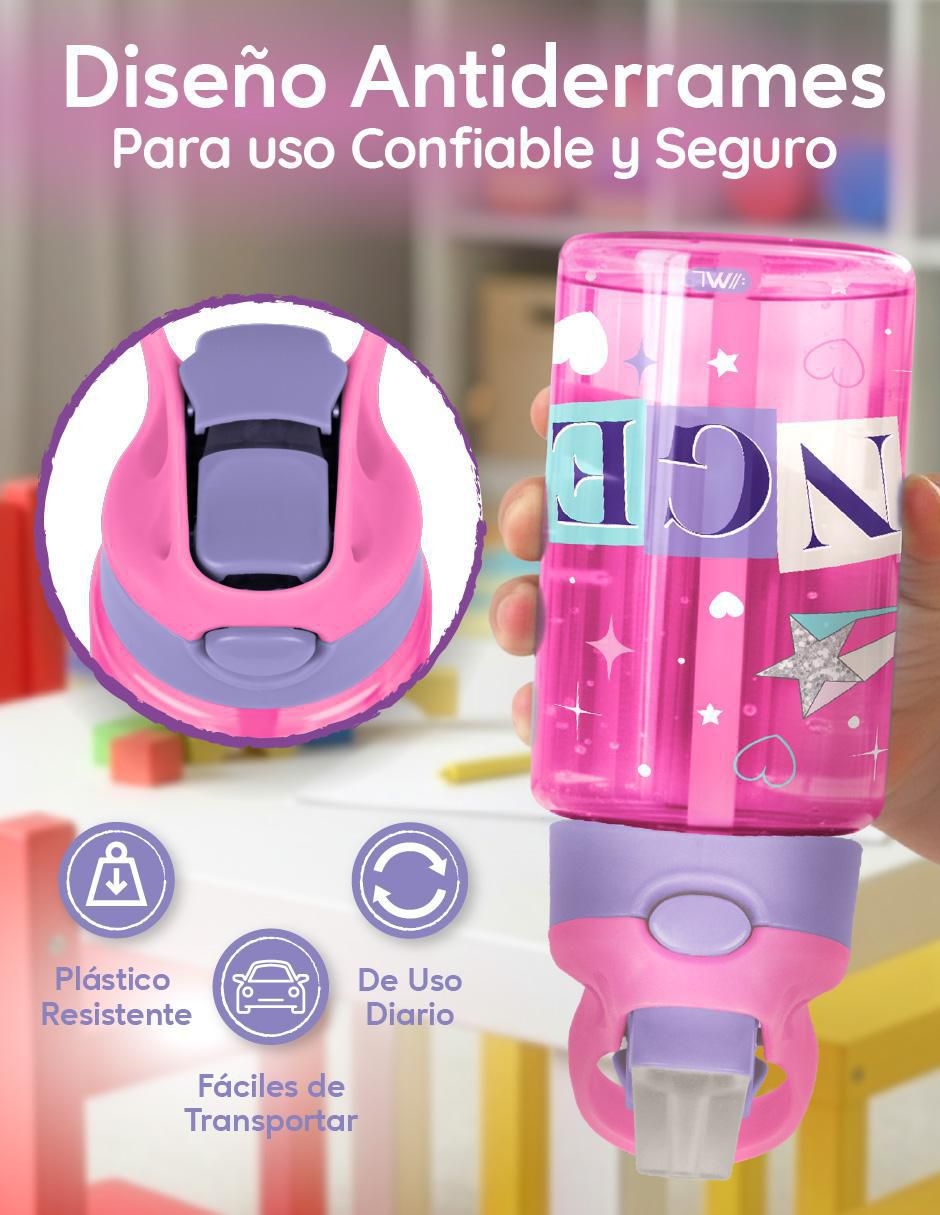 Set botella de agua con tapa a prueba de derrame 450 ml 2
