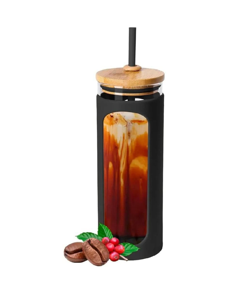 Vaso con tapa y popote de cristal 2