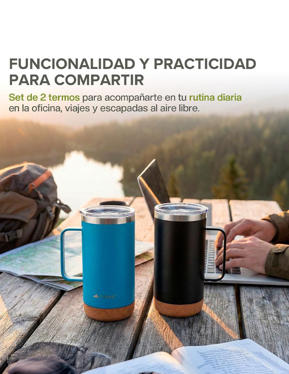 Set termo de acero inoxidable con tapa disc top 8